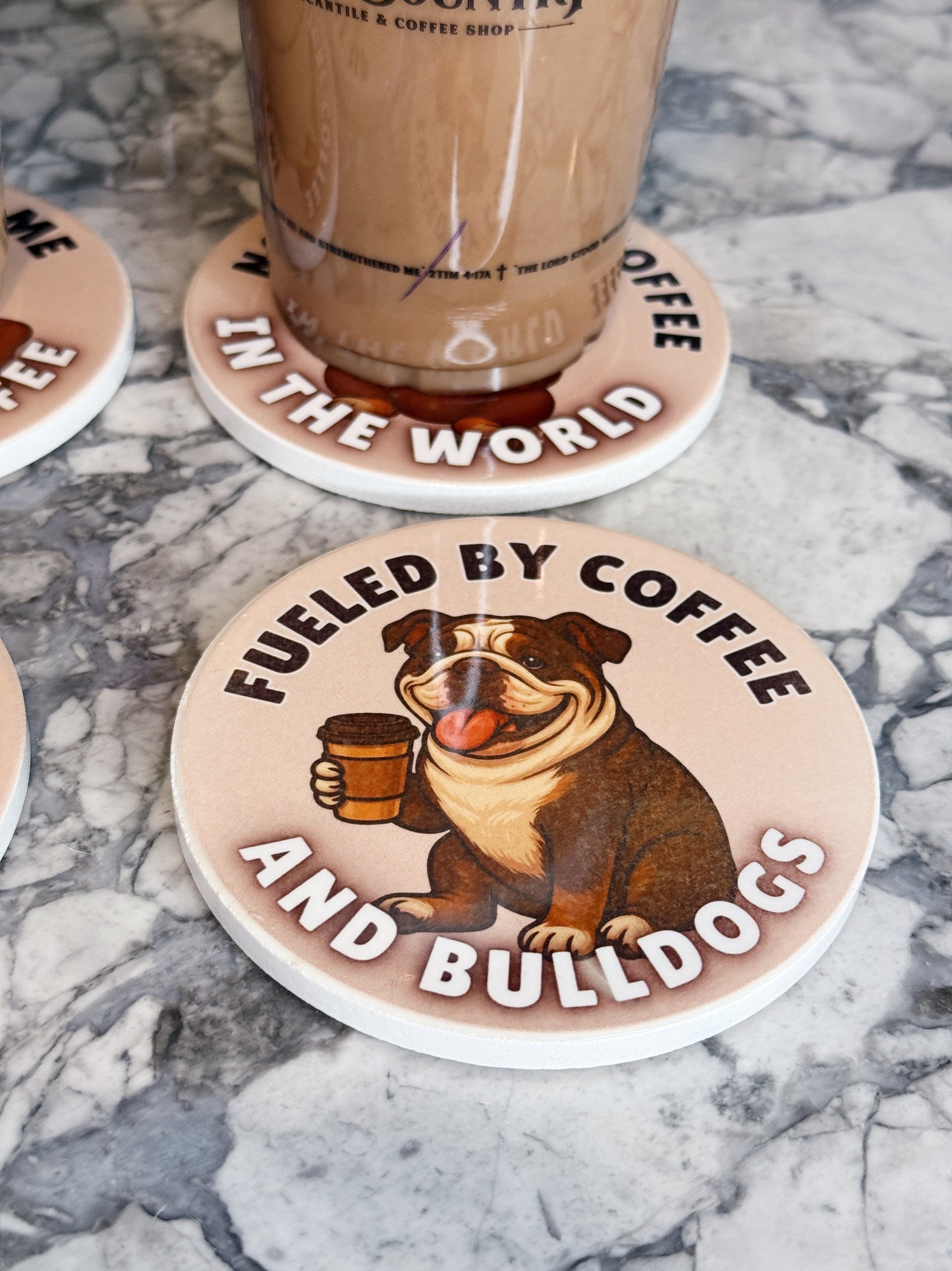 Bulldog Coffee Coaster Set – 4 Piece