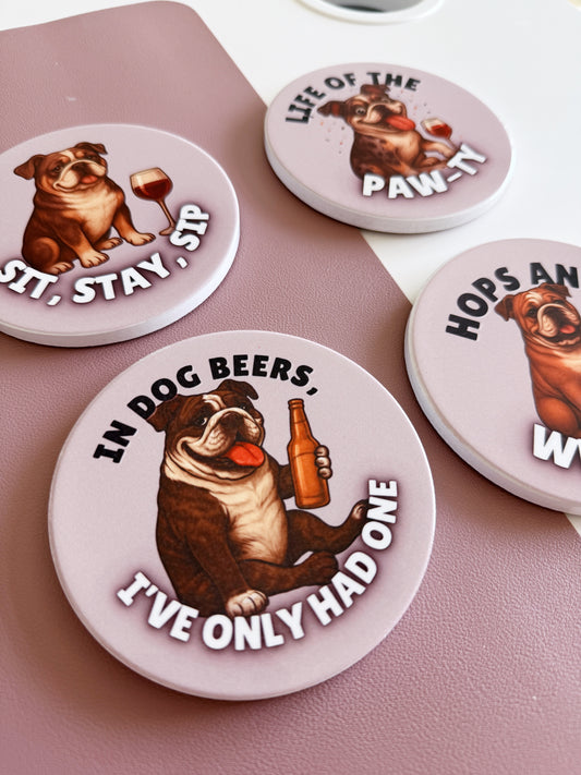Bulldog Party Coaster Set – 4 Piece