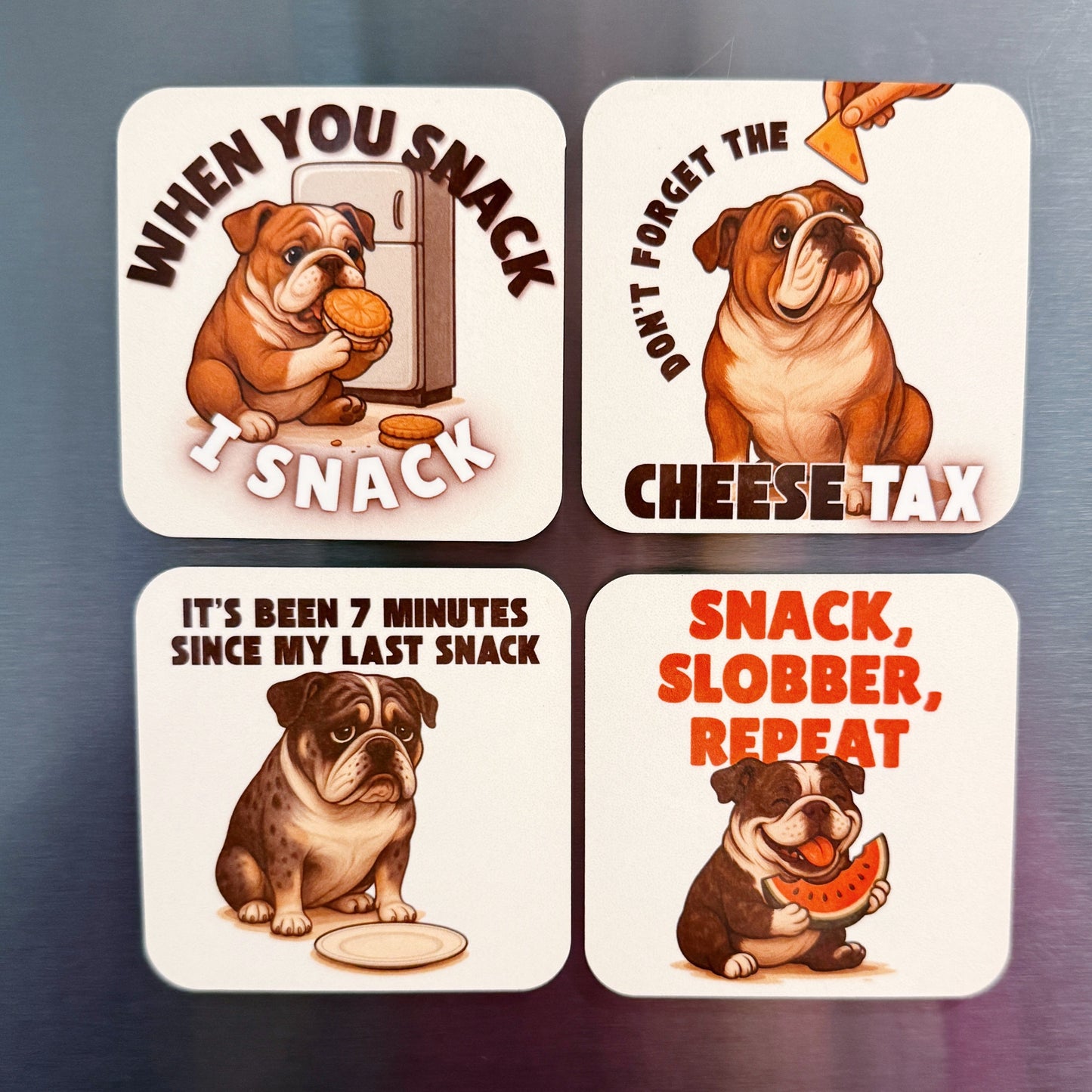 Bulldog Snack Magnet Set – 4 Piece Set