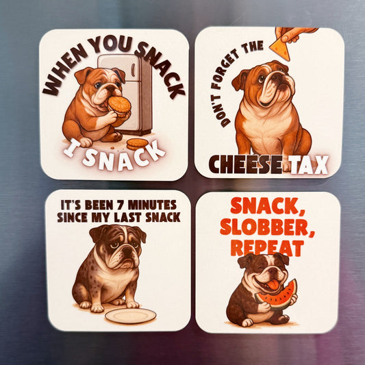 Bulldog Snack Magnet Set – 4 Piece Set