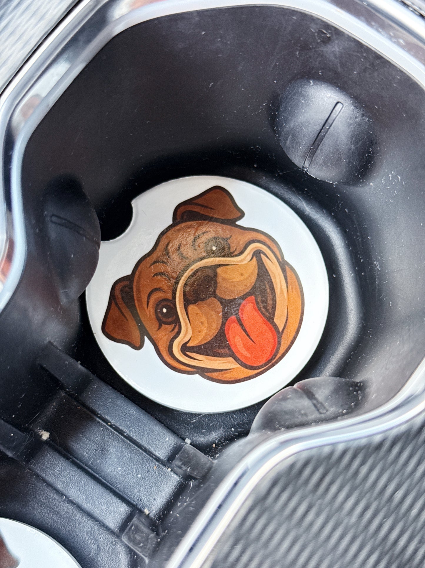 Bulldog Car Coaster Set – Tan & Chocolate Faces (2 Piece)