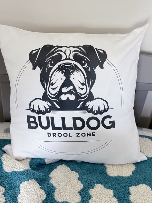 Bulldog Drool Zone Pillow Cover