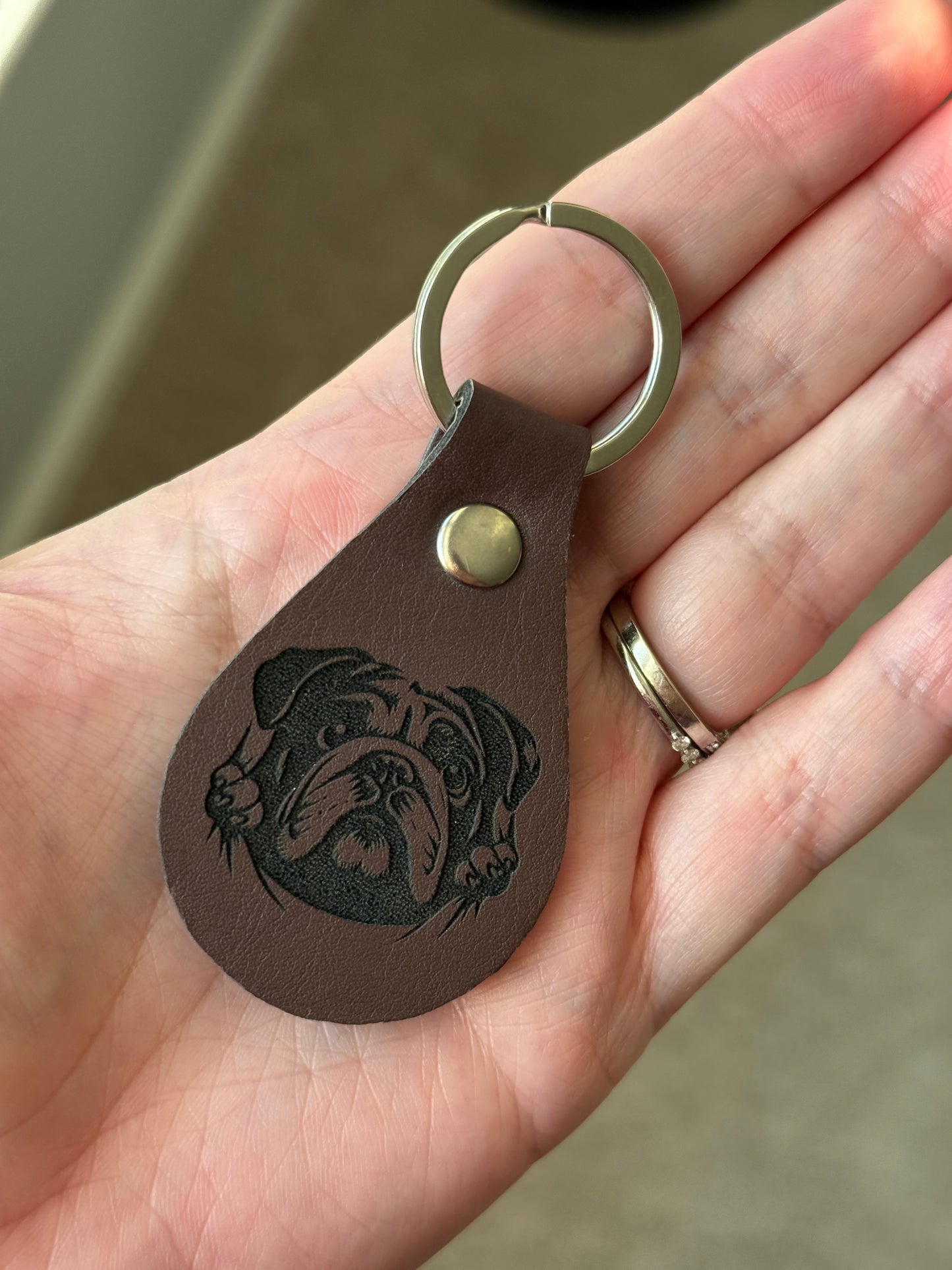 Life Is Better With a Bulldog Leather Keychain