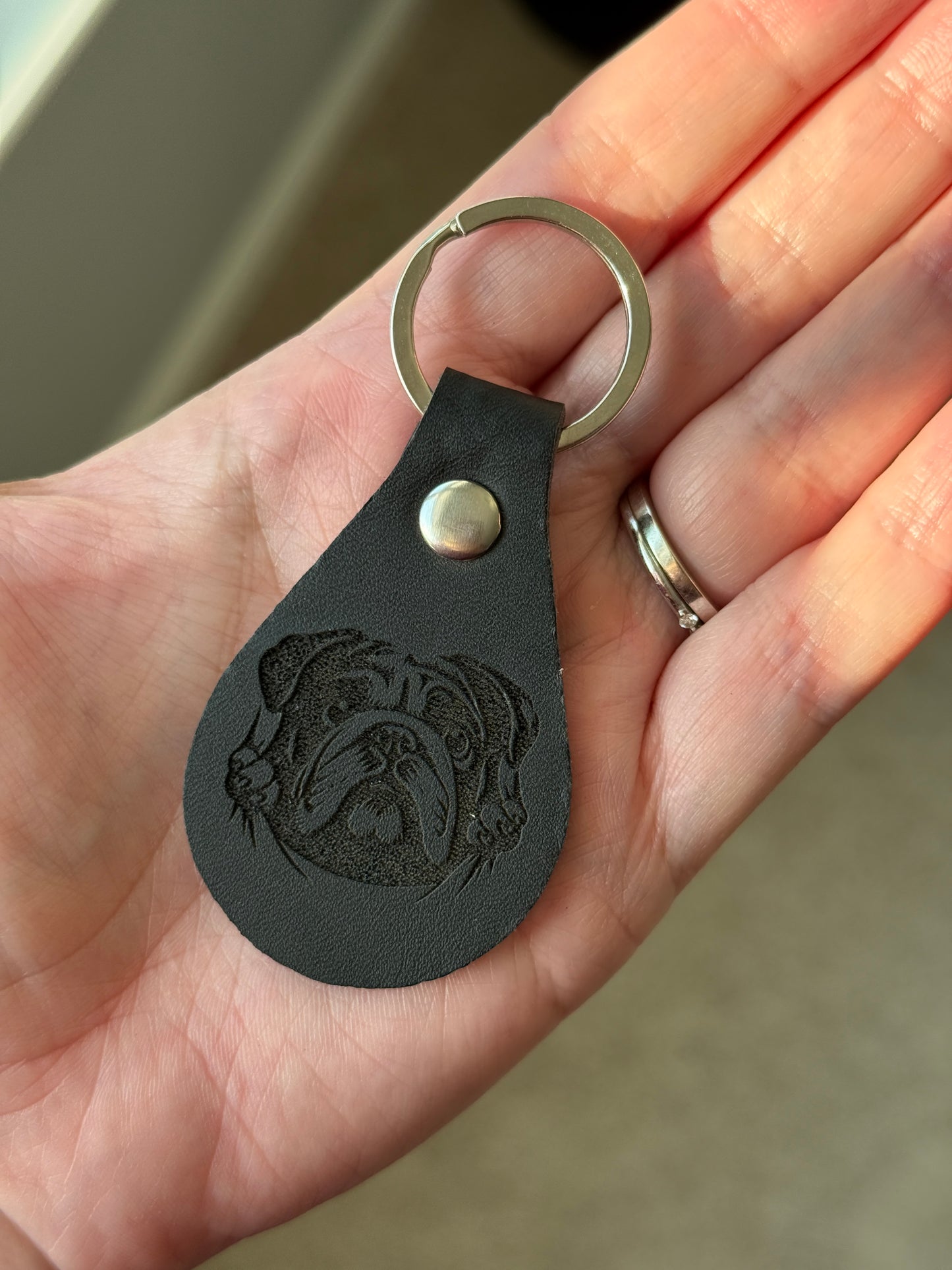 Life Is Better With a Bulldog Leather Keychain